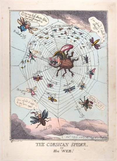 De Corsicaanse spin in zijn web!, 12 juli 1808 door Thomas Rowlandson