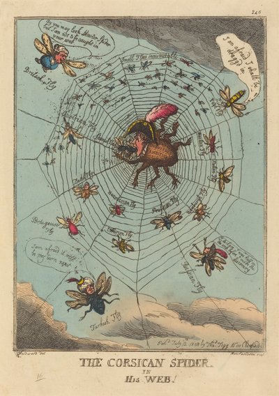 De Corsicaanse spin in zijn web door Thomas Rowlandson