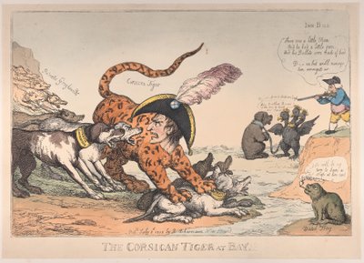 De Corsicaanse tijger in het nauw!, 8 juli 1808 door Thomas Rowlandson