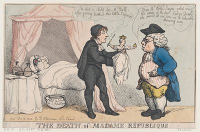 De Dood van Madame Republique door Thomas Rowlandson