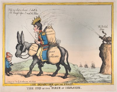 Het vertrek van de kust, of het einde van de farce van invasie door Thomas Rowlandson
