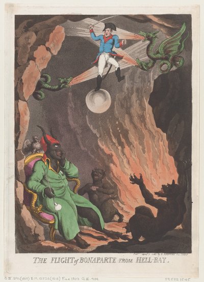 De vlucht van Bonaparte uit Hell-Bay, 7 april 1803 door Thomas Rowlandson