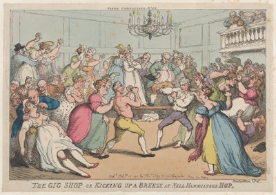 De Gig Shop of een briesje maken bij Nell Hamiltons Hop door Thomas Rowlandson