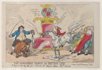 Het Hannoveraanse Paard en de Britse Leeuw, 31 maart 1784 door Thomas Rowlandson