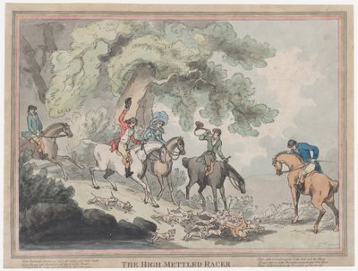 De jager uit Het leven van een renpaard, of De hoogmoedige racer door Thomas Rowlandson