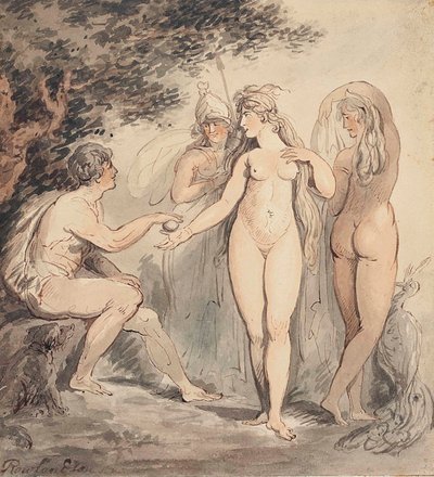 Het oordeel van Parijs, gesigneerd 