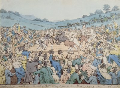 Het Laatste Bokswedstrijd tussen Cribb en Molineaux, 28 september 1811 door Thomas Rowlandson