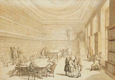 De Bibliotheek van de Koninklijke Instelling, Albemarle Street door Thomas Rowlandson