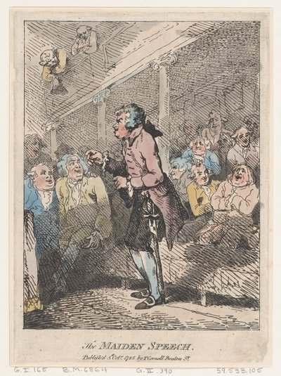 De eerste toespraak, 5 oktober 1785 door Thomas Rowlandson