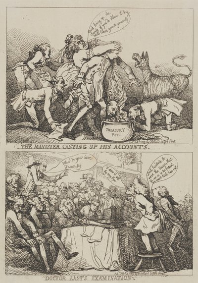 De minister die de balans opmaakt door Thomas Rowlandson
