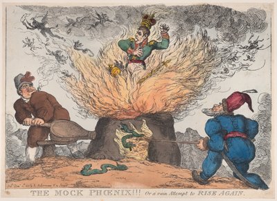 De nepfeniks!!! Of een vergeefse poging om weer op te staan, 10 december 1813 door Thomas Rowlandson