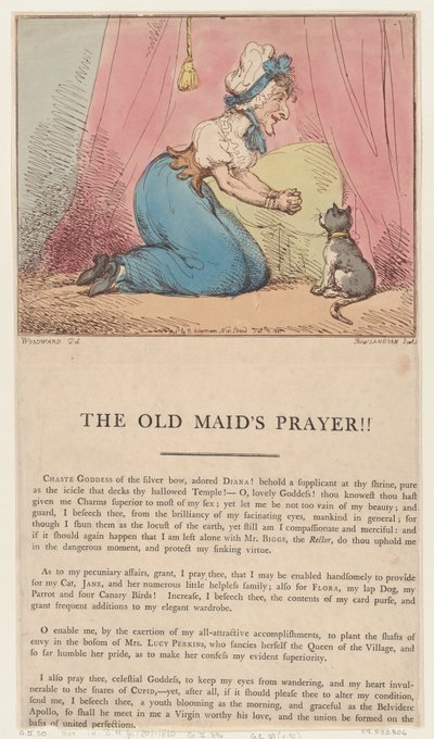 Het Gebed van de Oude Vrijster!! door Thomas Rowlandson