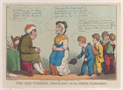 De klacht van de oude vrouw, of het Griekse alfabet door Thomas Rowlandson