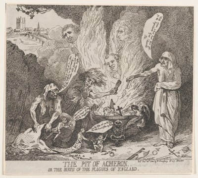 De Put van Acheron of De Geboorte van de Plagen van Engeland door Thomas Rowlandson