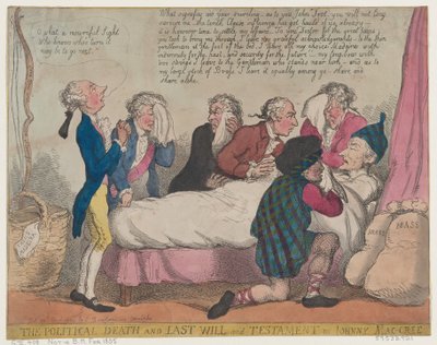 De politieke dood en laatste wil en testament van Johnny Mac-Cree, 28 april 1805 door Thomas Rowlandson