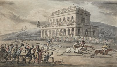 De eerwaarde Dr. Syntax verliest zijn geld op de renbaan in York door Thomas Rowlandson