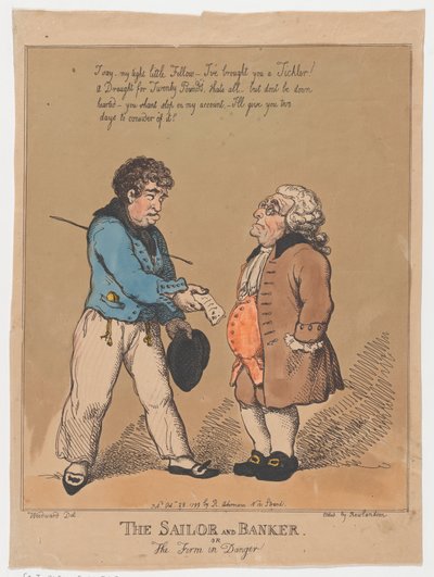 De Zeeman en de Bankier, of de Firma in Gevaar, 28 oktober 1799 door Thomas Rowlandson