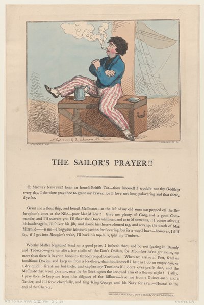 Het gebed van de zeeman!!, 12 september 1801 door Thomas Rowlandson