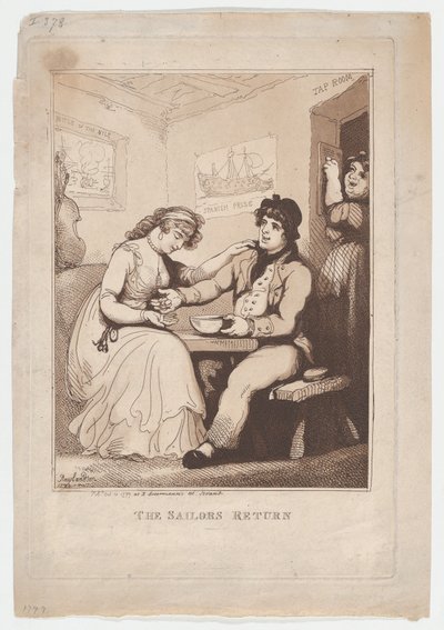 De terugkeer van de zeeman, 10 oktober 1799 door Thomas Rowlandson