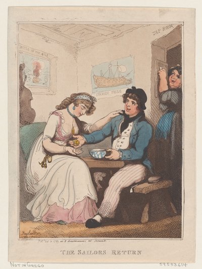 De terugkeer van de zeeman, 10 oktober 1799 door Thomas Rowlandson