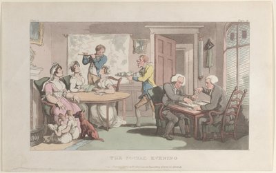 De sociale avond, uit The Vicar of Wakefield, 1 mei 1817 door Thomas Rowlandson
