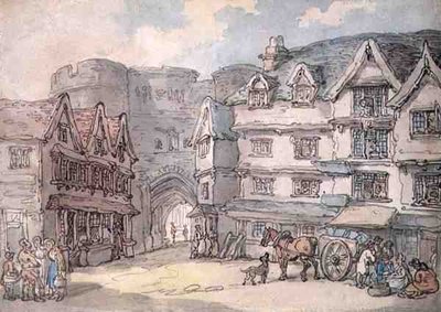 De zuidelijke poort, Exeter door Thomas Rowlandson