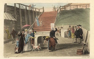De Spa Wells: Toeristen die het bronwater drinken bij de bronnen van Scarborough Spaw door Thomas Rowlandson