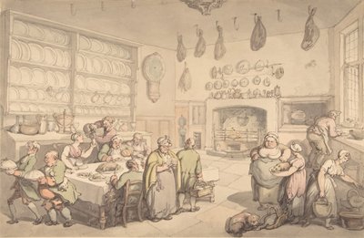 De Keuken van de Squire, laat 18e-begin 19e eeuw door Thomas Rowlandson