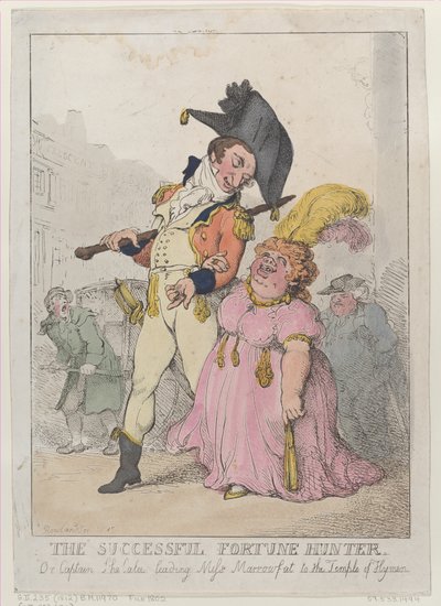 De Succesvolle Fortuinzoeker, of Kapitein Shelalee die Miss Marrowfat leidt door Thomas Rowlandson