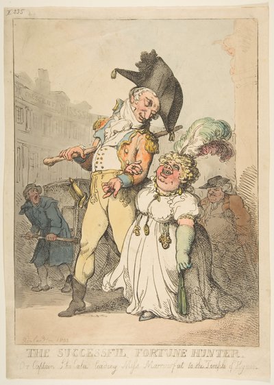 De succesvolle fortuinzoeker, of Kapitein Shelalee die Miss Marrowfat naar de Tempel van..., 1802 door Thomas Rowlandson