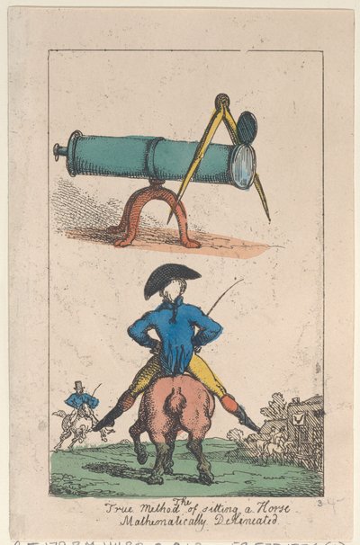 De ware methode om een paard te berijden, wiskundig weergegeven, 1809 door Thomas Rowlandson