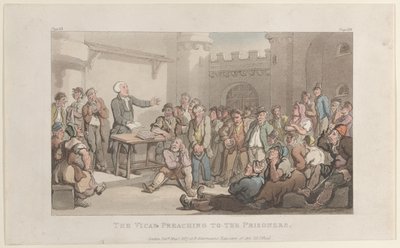De dominee die preekt voor de gevangenen, uit The Vicar of Wakefield door Thomas Rowlandson