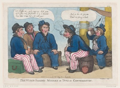 De fout van de Welshe zeeman, of Tars in gesprek, 30 juni 1808 door Thomas Rowlandson