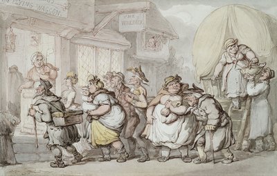 De Woolpack Inn: Aankomst van "The Flying Waggon" door Thomas Rowlandson