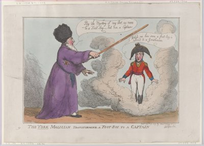 De York Tovenaar Verandert een Voetjongen in een Kapitein, 25 februari 1809 door Thomas Rowlandson
