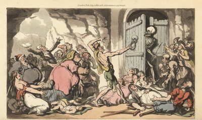 De dood kijkt uit vanachter de deur van de dood door Thomas Rowlandson