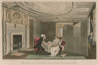 Het bezoek van Dr. Syntax aan de Weduwe Hopefull in York door Thomas Rowlandson