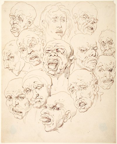 Dertien hoofden door Thomas Rowlandson