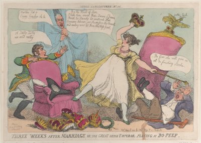 Drie Weken na het Huwelijk, of de Grote Kleine Keizer die Bo-Peep speelt, 15 mei 1810 door Thomas Rowlandson