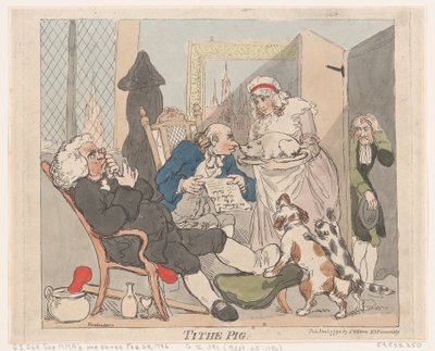 Tithe Pig, 1 januari 1790 door Thomas Rowlandson