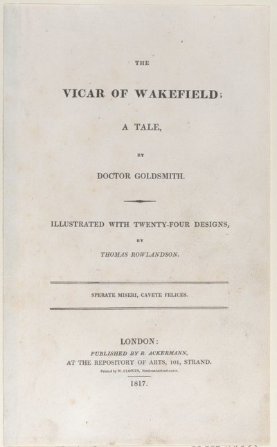 Titelpagina, uit The Vicar of Wakefield, 1817 door Thomas Rowlandson