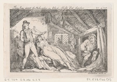 Tom Jones ontdekt de Filosoof in de Slaapkamer van Zwarte Moll, De Geschiedenis van Tom Jones door Thomas Rowlandson