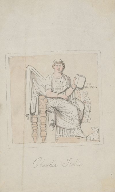 Tombstone, Claudia Italia als de allegorie van de muziek door Thomas Rowlandson
