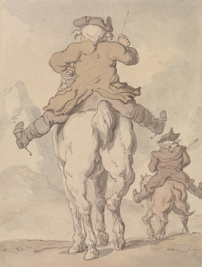 Twee mannen te paard, van achteren gezien door Thomas Rowlandson