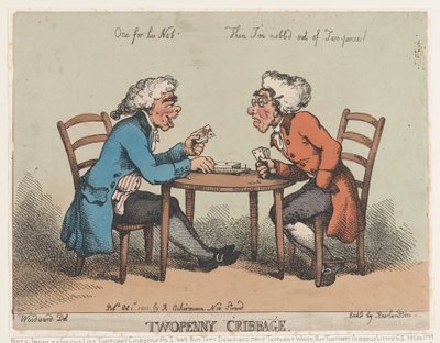 Twee Penny Cribbage, 1 oktober 1810 door Thomas Rowlandson