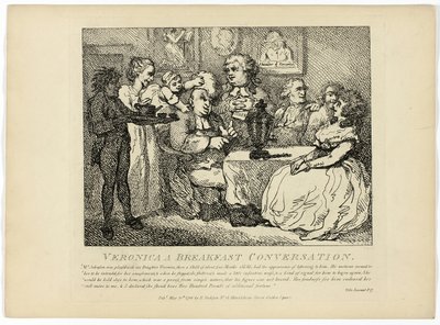 Veronica Een ontbijtgesprek, uit Boswells reis door de Hebriden door Thomas Rowlandson