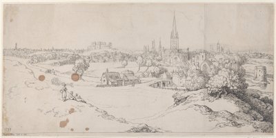 Uitzicht op Norwich vanaf St. James Hill, 1799. door Thomas Rowlandson