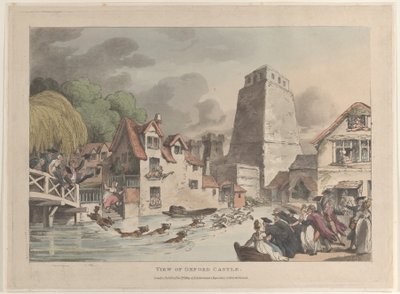 Uitzicht op Oxford Castle, 1809 door Thomas Rowlandson