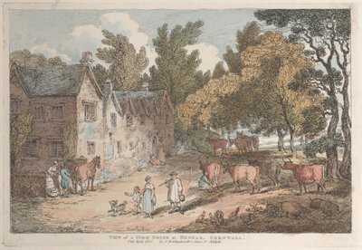 Uitzicht op een Boerderij bij Hengar, Cornwall, uit Zichten in Cornwall, 12 April 1812 door Thomas Rowlandson