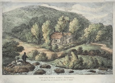 Uitzichten in Cornwall: Uitzicht op de rivier Camel, Cornwall door Thomas Rowlandson